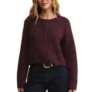 Z Supply NWOT Breen Cropped Cardigan Merlot Sweater Size L